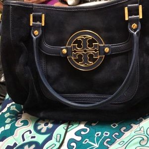 Tory burch blue velvet purse